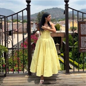 House of CB Yellow Strapless Sweetheart Dress for Weddings